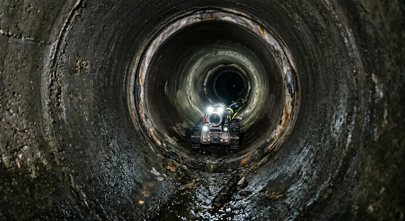 Robotic sewer camera inspecting pipe interior for Drain Snake Service in Wesley Hills